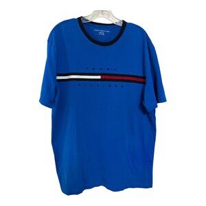 Tommy Hilfiger Men's XL T-Shirt – Blue Cotton Logo Tee, Crew Neck, Short Sleeve,